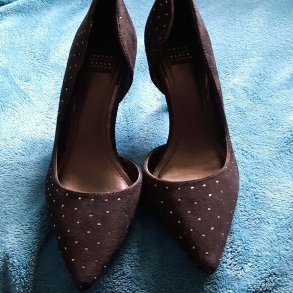 White House Black Market Black Ella Studded High Heel Open Pumps Size 7.5 - Picture 11 of 11